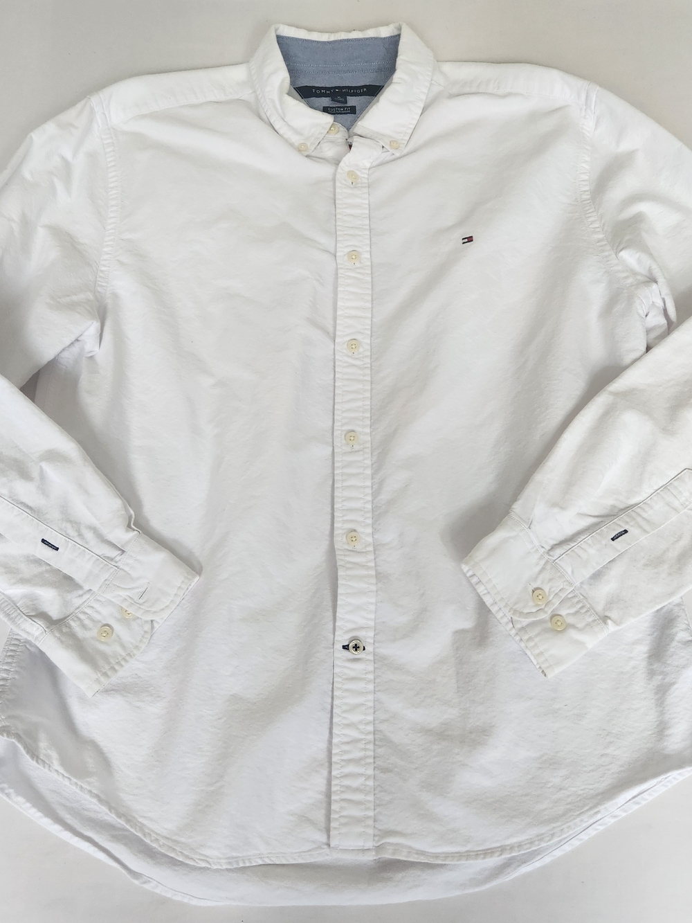 Mwn's Tommy Hilfiger White Oxford Button-Down Shirt Custom Fit Size XL Classic